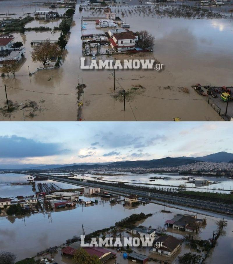 Κακοκαιρία: Σώζουν κόσμο με βάρκες στα χωριά της Λαμίας