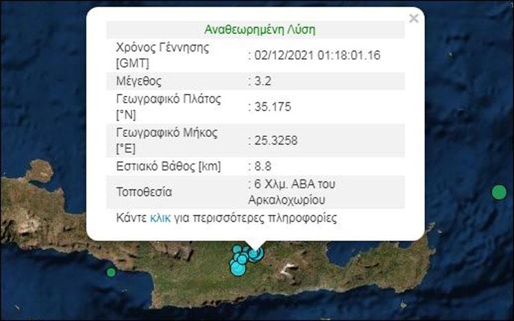Έντονη η σεισμική δραστηριότητα στην Κρήτη στη διάρκεια της νυχτας