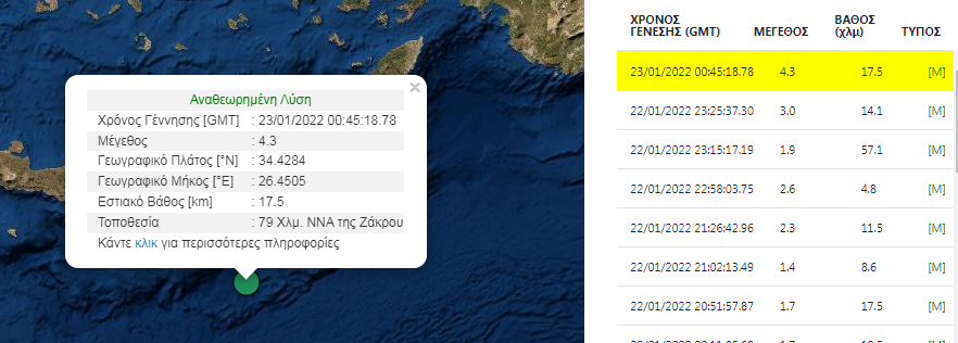 Κρήτη: Σεισμική δόνηση έγινε αισθητή τη νύχτα