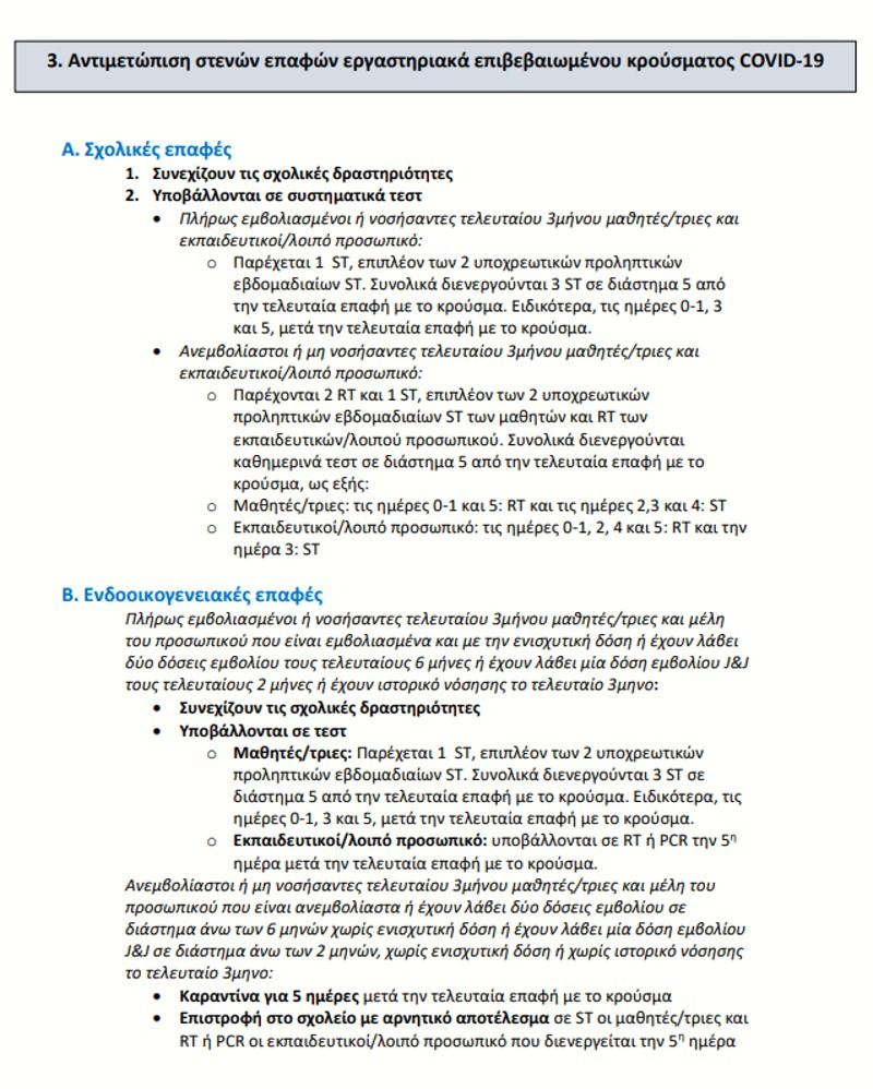 Κορωνοϊός: Οι αναλυτικές οδηγίες του ΕΟΔΥ για σχολεία σε περίπτωση θετικού κρούσματος