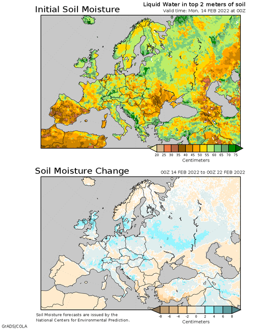 Καιρός: Μεταβολή της υγρασίας εδάφους στην Ευρώπη αυτήν την βδομάδα
