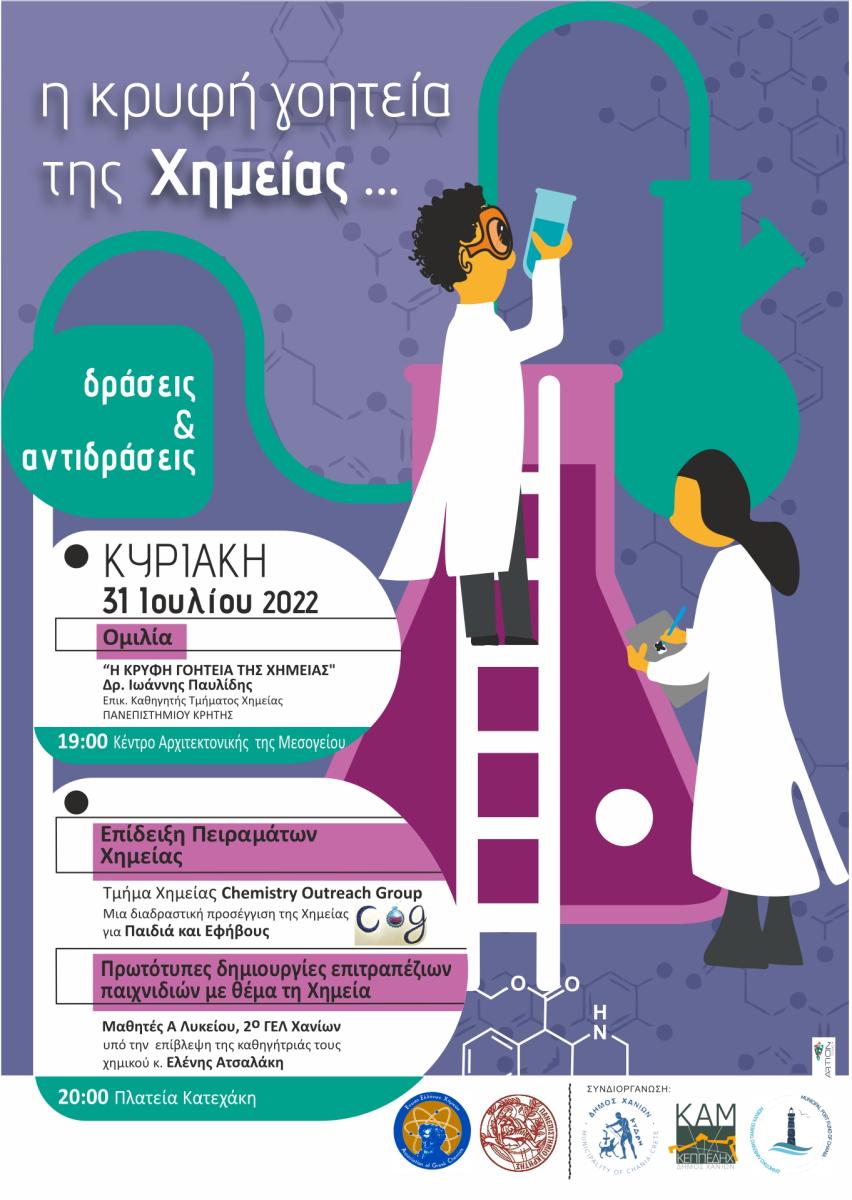 Εκδήλωση με θέμα τη χημεία: Στις 31/7 στο Κ.Α.Μ. & στην Πλατεία Κατεχάκη