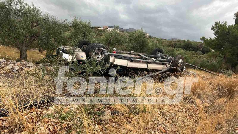 Κρήτη: Νέο τροχαίο ατύχημα με ανατροπή οχήματος (pic)