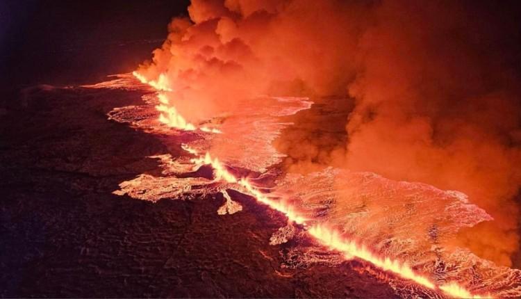 Ηφαίστειο «βρυχάται» στην Ισλανδία - Απόκοσμο σκηνικό με μάγμα, λάβα & κόκκινα σύννεφα (vid)