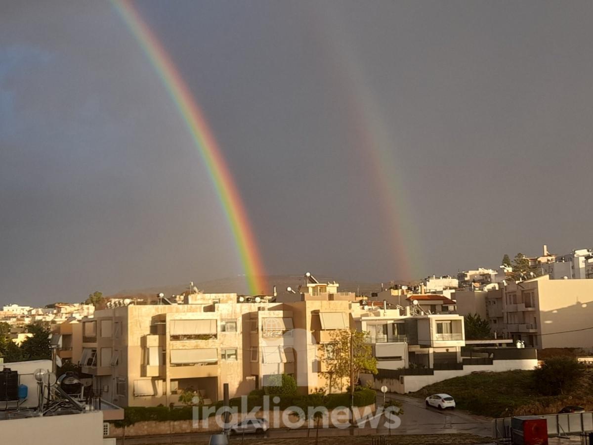 Ένα μοναδικό ουράνιο τόξο χρωμάτισε τον ουρανό του Ηρακλείου (pics+vid)