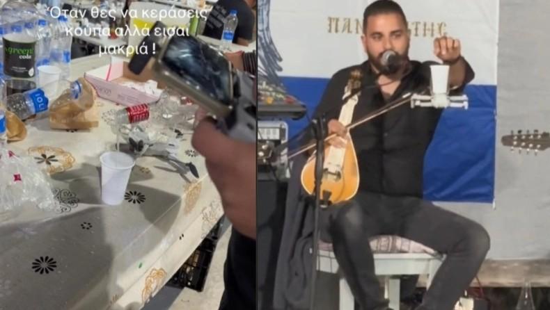 Απίστευτο σκηνικό σε κρητικό γλέντι: Κέρασε τον λυράρη βότκα με… drone (vid)
