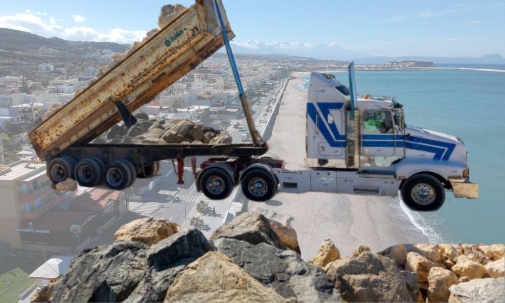 «Σάστισαν» οι οδηγοί στην Κρήτη – Φορτηγό με γιγάντιους κυματοθραύστες μπλόκαρε το… σύμπαν!