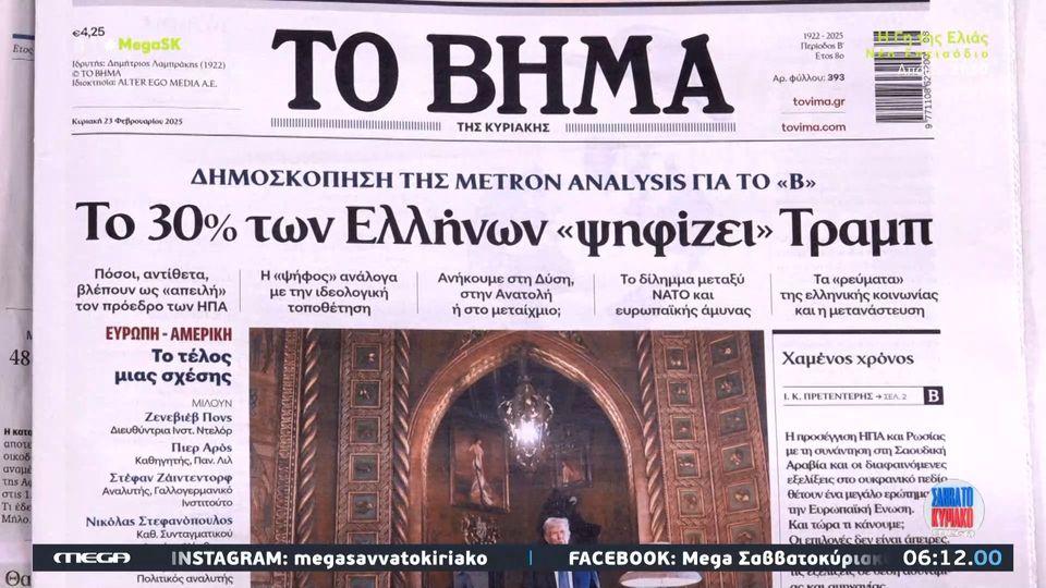 Τα πρωτοσέλιδα των εφημερίδων σήμερα