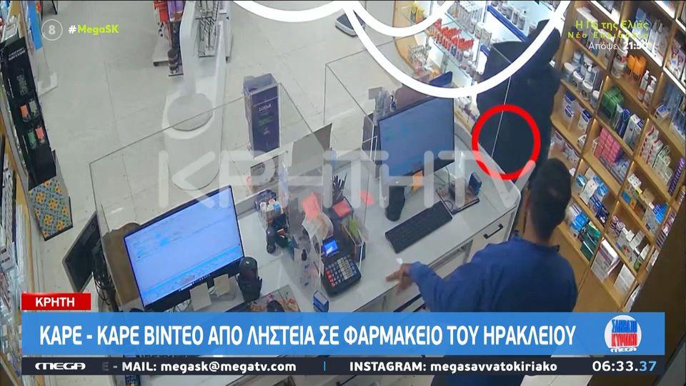 Hράκλειο: Καρέ - καρέ βίντεο από ληστεία σε φαρμακείο