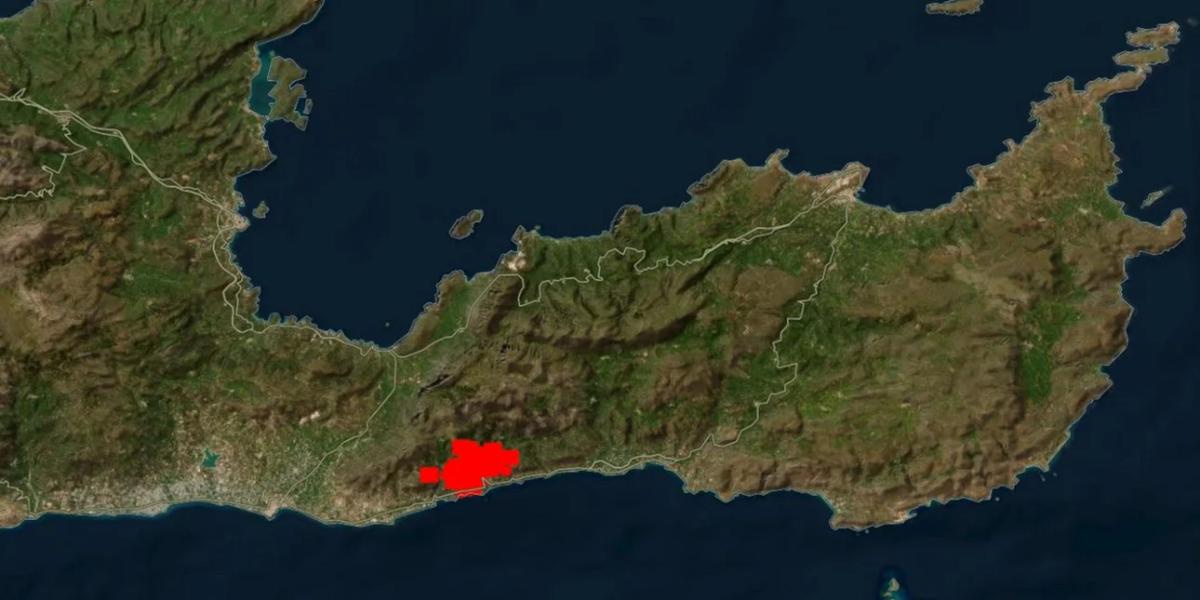 Η φωτιά στην Ιεράπετρα μέσα από τα δεδομένα της NASA – Δορυφορική απεικόνιση αποκαλύπτει το πύρινο μέτωπο