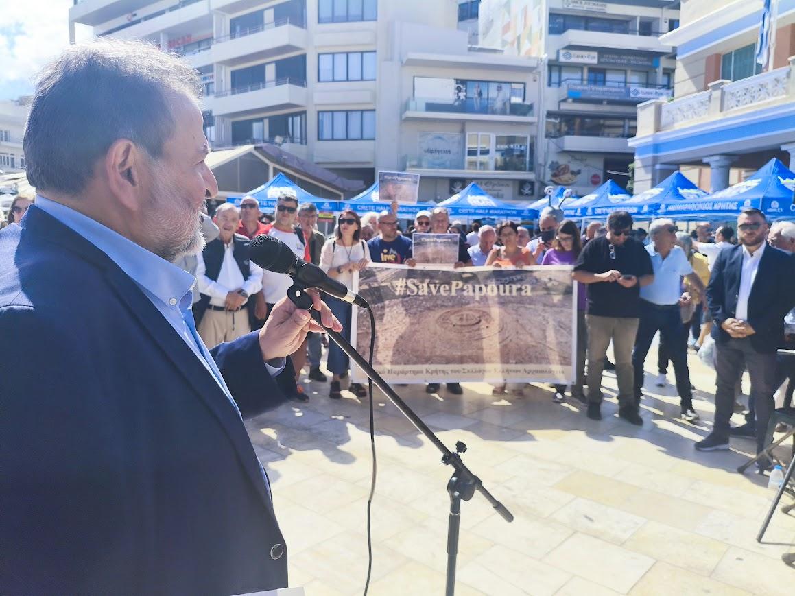 Αδιάλλακτος ο Υφυπουργός Υποδομών Νίκος Ταχιάος- Επιμένει στην καταστροφή του Μνημείου στο λόφο της Παπούρας- Δήμαρχος Μινώα Πεδιάδας: «Το κρίμα στο λαιμό του κ. Ταχιάου»