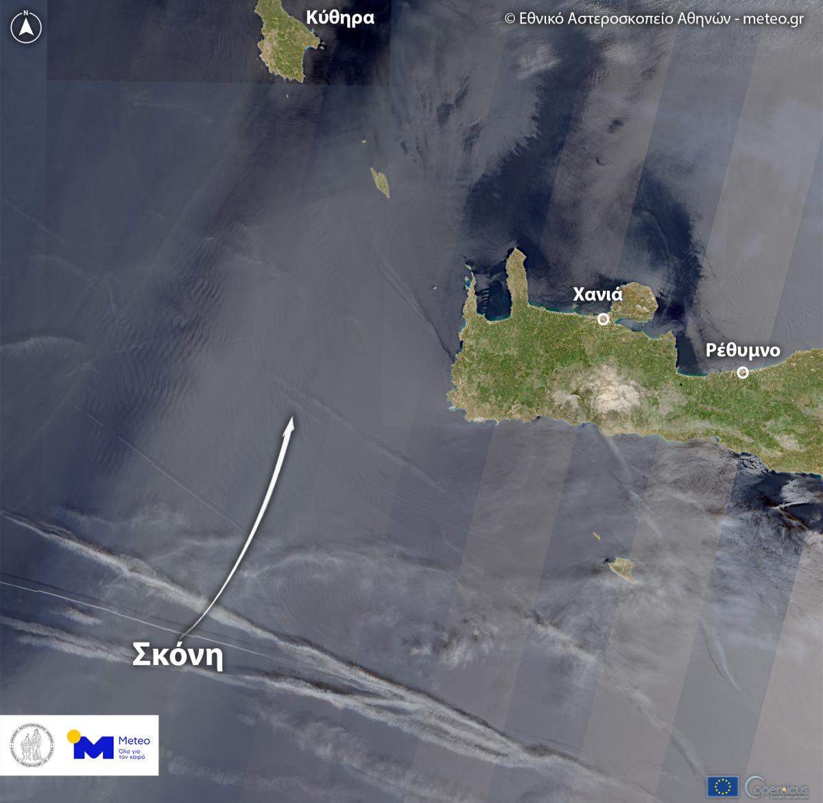 Κρήτη: Η εντυπωσιακή εικόνα από τον δορυφόρο Sentinel-2 – Το πυκνό πέπλο σκόνης «έπνιξε» το νησί