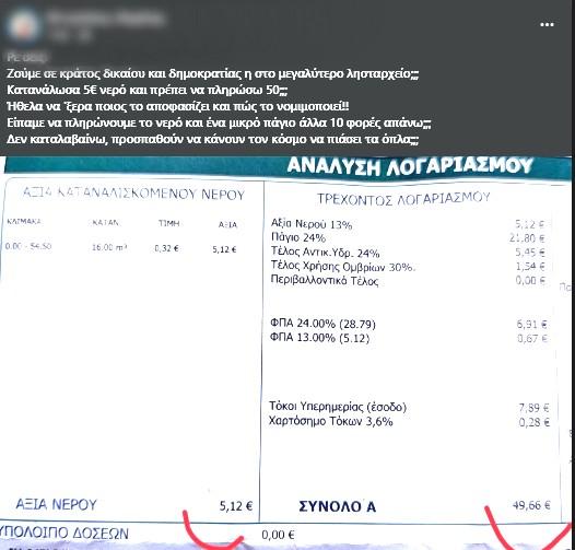 ΔΕΥΑ Φαιστού: «Φωτιά» οι λογαριασμοί - Καταγγελία για χρεώσεις 10 φορές πάνω από την κατανάλωση